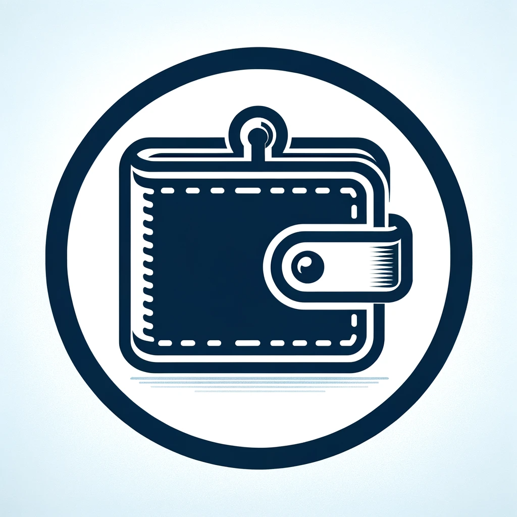 DALL·E 2024-01-19 20.22.02 - Create an icon featuring an upside-down kiss-lock (gamaguchi) wallet enclosed in a circle. The base color of the icon should be blue. The wallet shoul.png