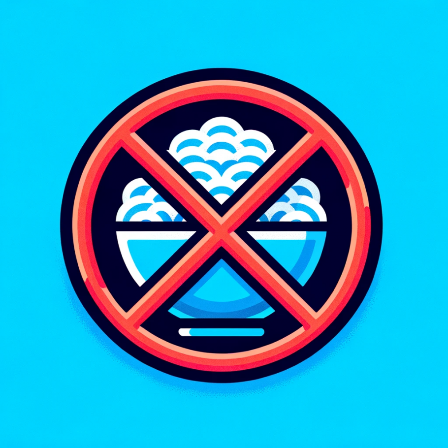 DALL·E 2024-01-19 20.26.41 - Create an icon featuring a rice bowl with rice, marked with a red 'X', enclosed in a circle, with a blue color base. The rice bowl should be depicted .png