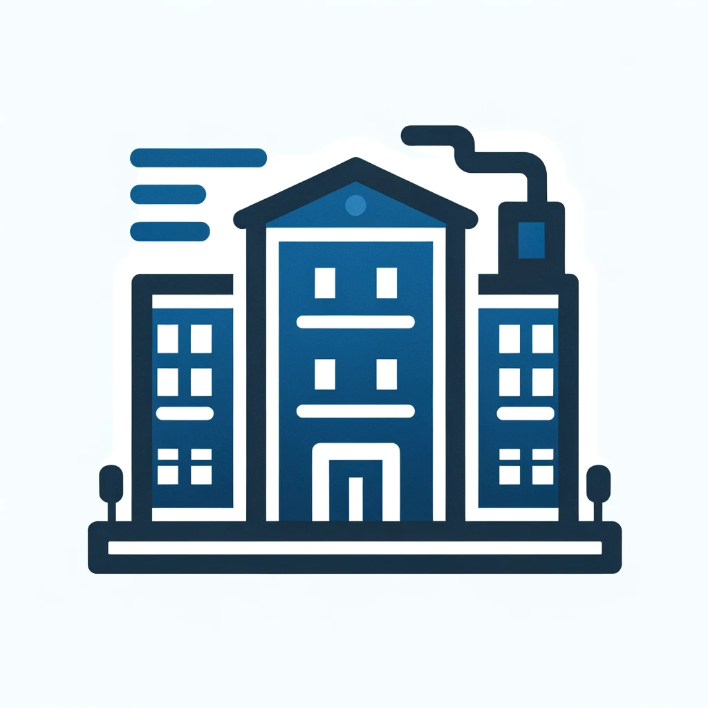 DALL·E 2024-01-19 18.20.37 - Create an icon with a blue color base, depicting a dormitory or residential complex. The icon should show a simplified and clear image of a dormitory .png