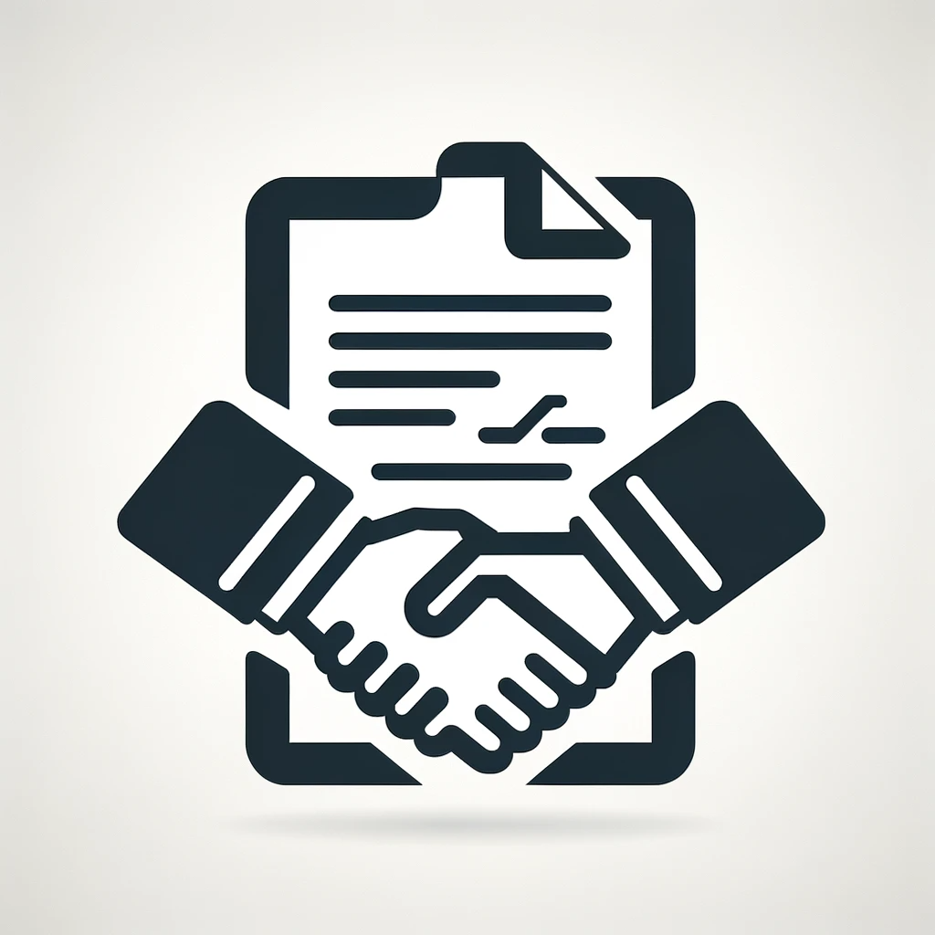 DALL·E 2023-11-21 12.13.46 - An icon representing the 'Contract Signing' step in the process of residential lighting repair, matching the style of the previous consultation icon. .png