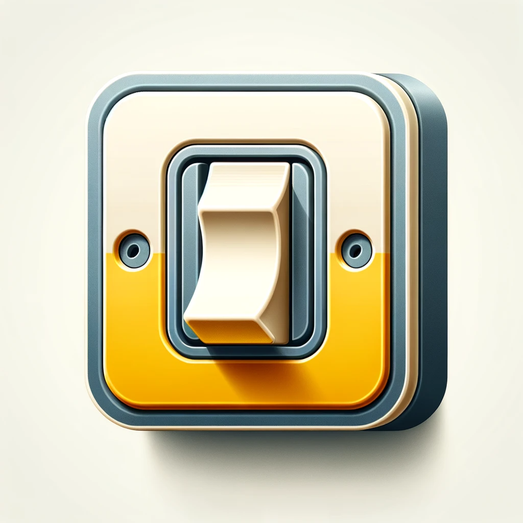 DALL·E 2023-11-22 00.09.19 - Realistic photo-style icon for electrical repair service, featuring a switch. Main colors are yellow and white, with a detailed, three-dimensional app.png