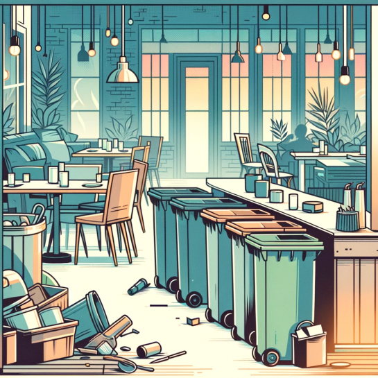 DALL·E 2024-01-17 21.14.59 - An illustration-style image depicting the atmosphere of a restaurant disposing of unwanted items, in a size of 300x300. The design should capture the .png