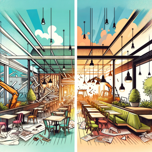 DALL·E 2024-01-17 21.01.45 - An illustration-style image depicting the atmosphere of an interior and exterior demolition site at a restaurant, in a size of 300x300. The design sho.png