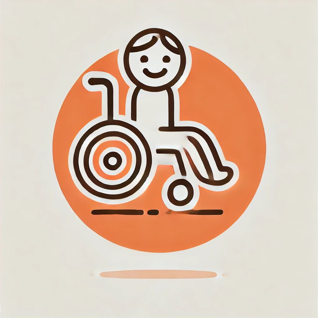 DALL·E 2025-01-04 08.20.24 - A minimalistic, single-color icon of a child in a wheelchair, representing inclusivity and support for children with disabilities. The child is smilin.webp