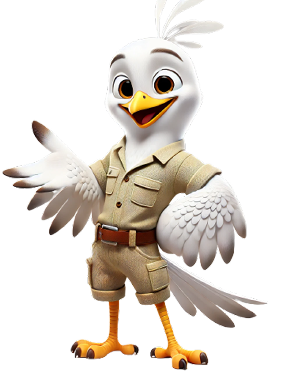 DALL·E 2025-03-22 21.01.17 - A cartoon-style white bird character, consistently matching a previously created young version. The bird has a slim and friendly appearance with white.png