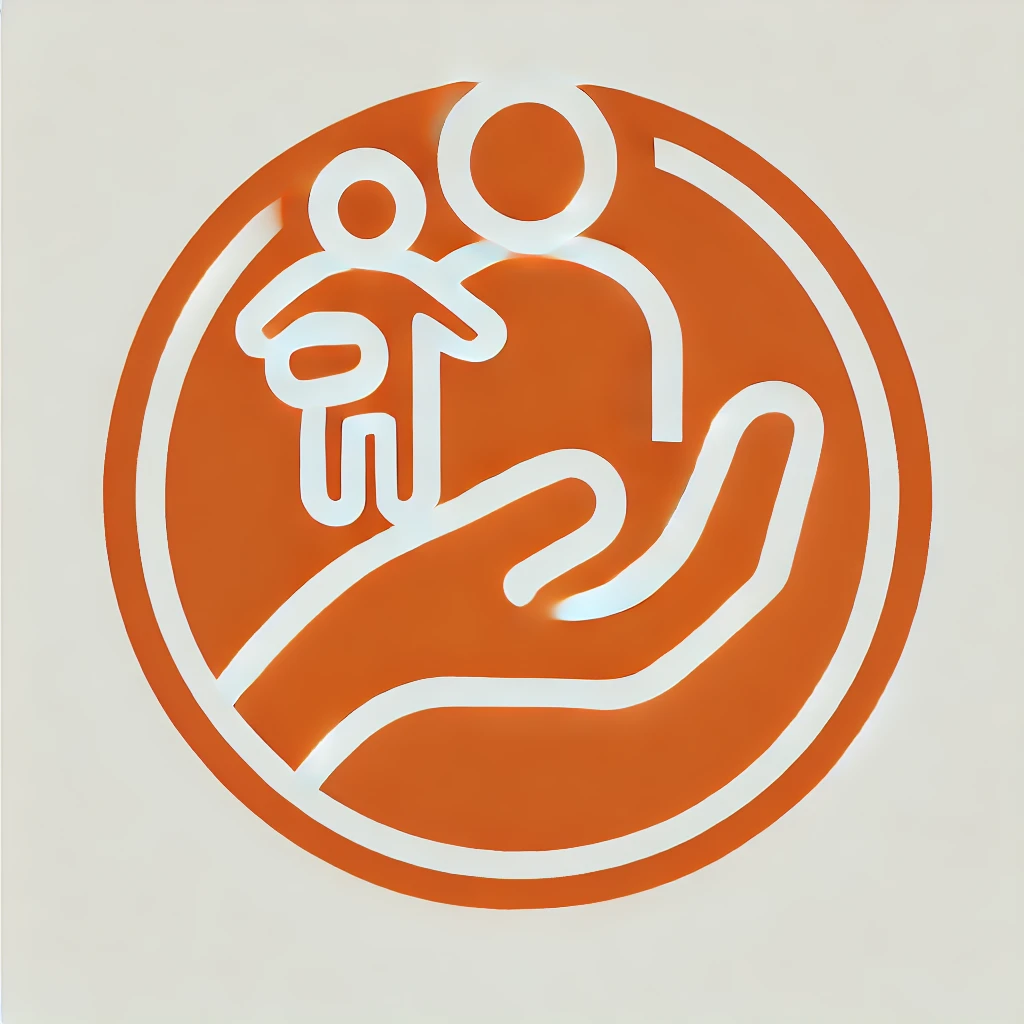 DALL·E 2025-01-04 08.23.15 - A bold, minimalistic, single-color icon representing child-rearing support, maintaining the original style and color scheme. The design features a par.webp