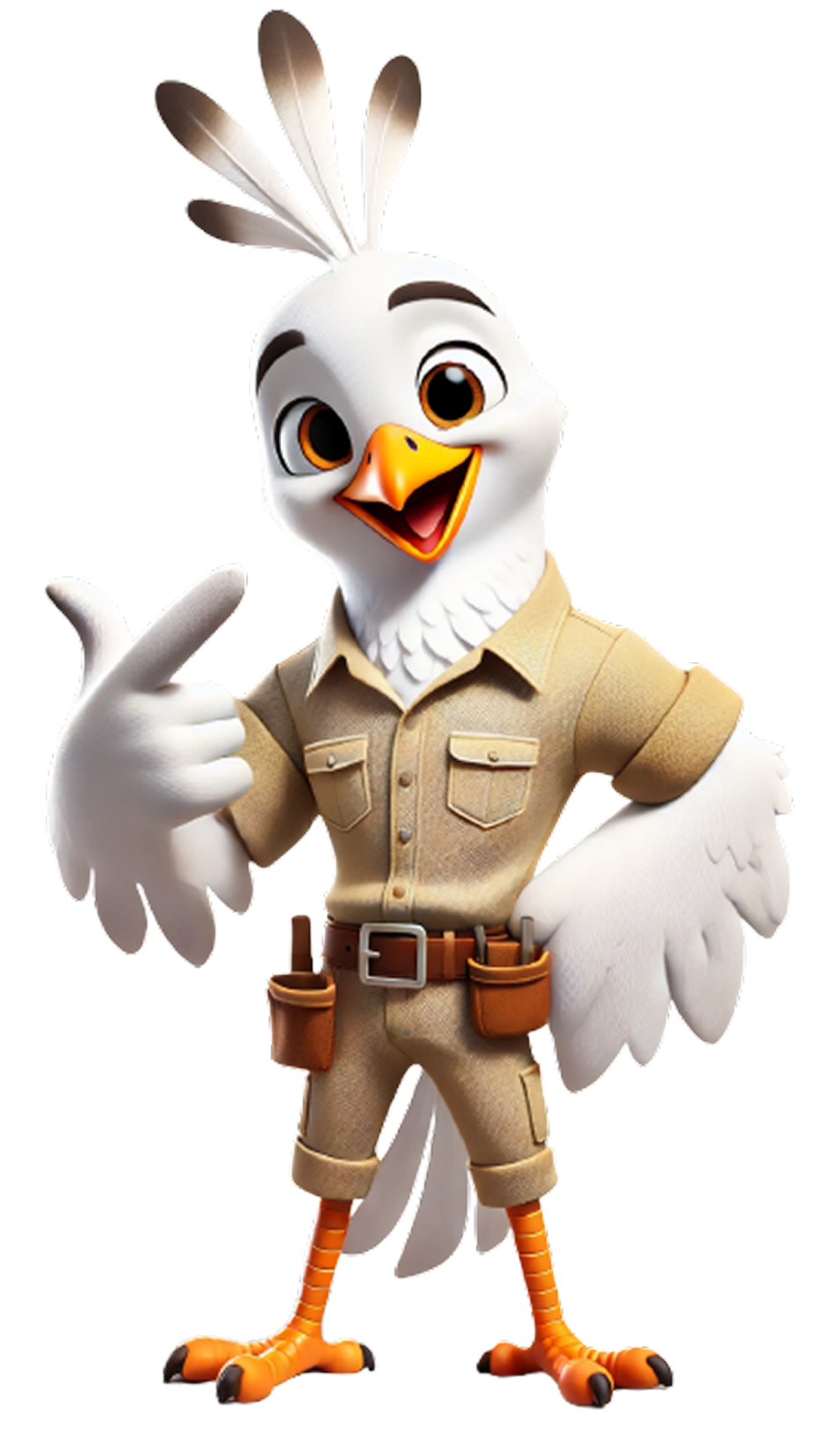 DALL·E 2025-03-22 21.01.09 - A cartoon-style white bird character, consistently matching a previously created young version. The bird has a slim and friendly appearance with white.png