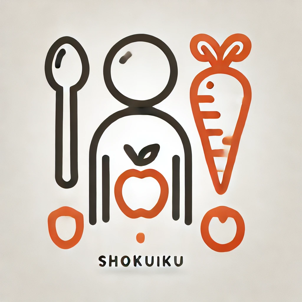 DALL·E 2025-01-04 08.20.26 - A minimalistic, single-color icon representing food education (shokuiku). The icon features a combination of a child holding a spoon and a fork with a.webp