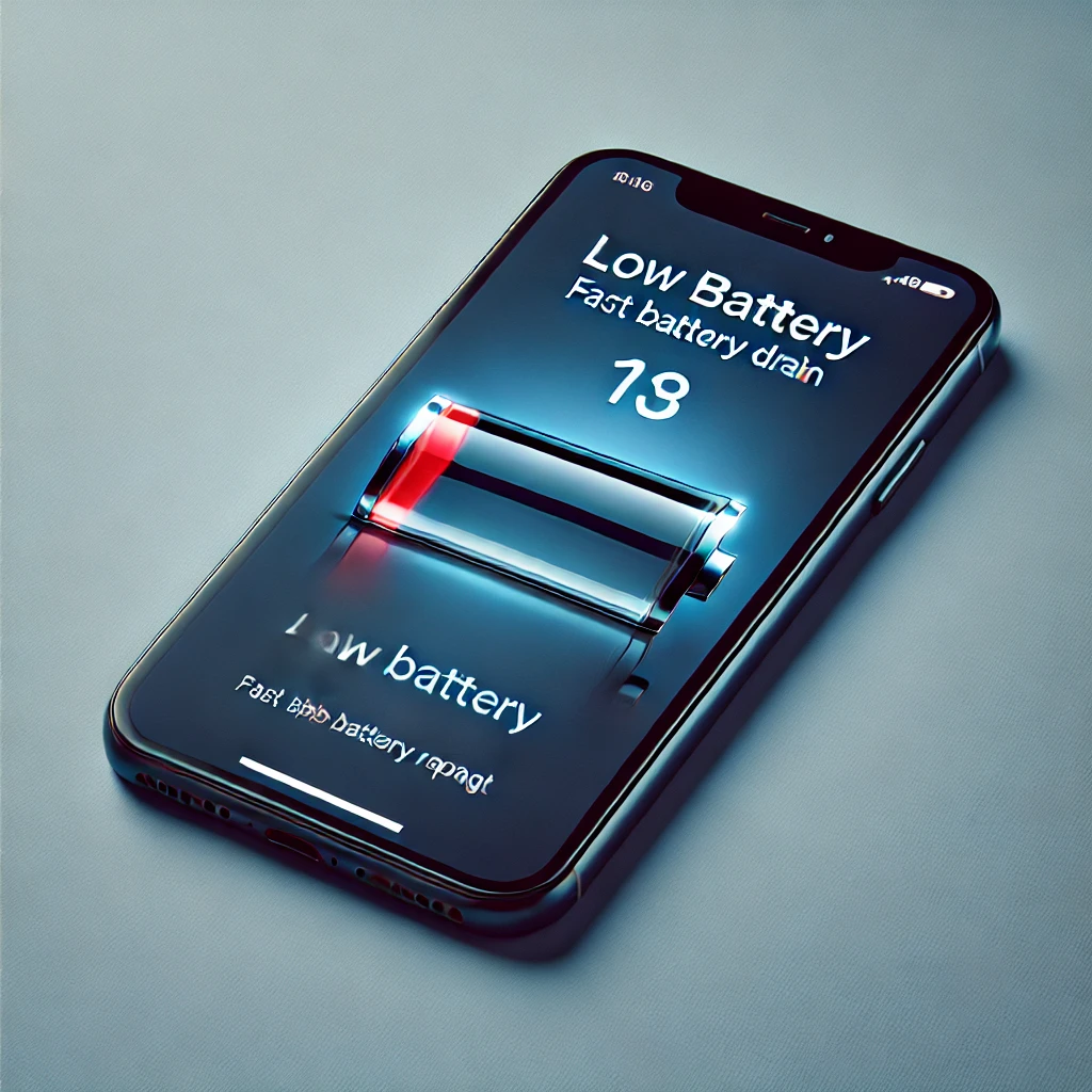DALL·E 2025-01-30 15.17.51 - A high-quality image of an iPhone with a battery issue, representing fast battery drain. The design should be realistic, professional, and suitable fo.webp