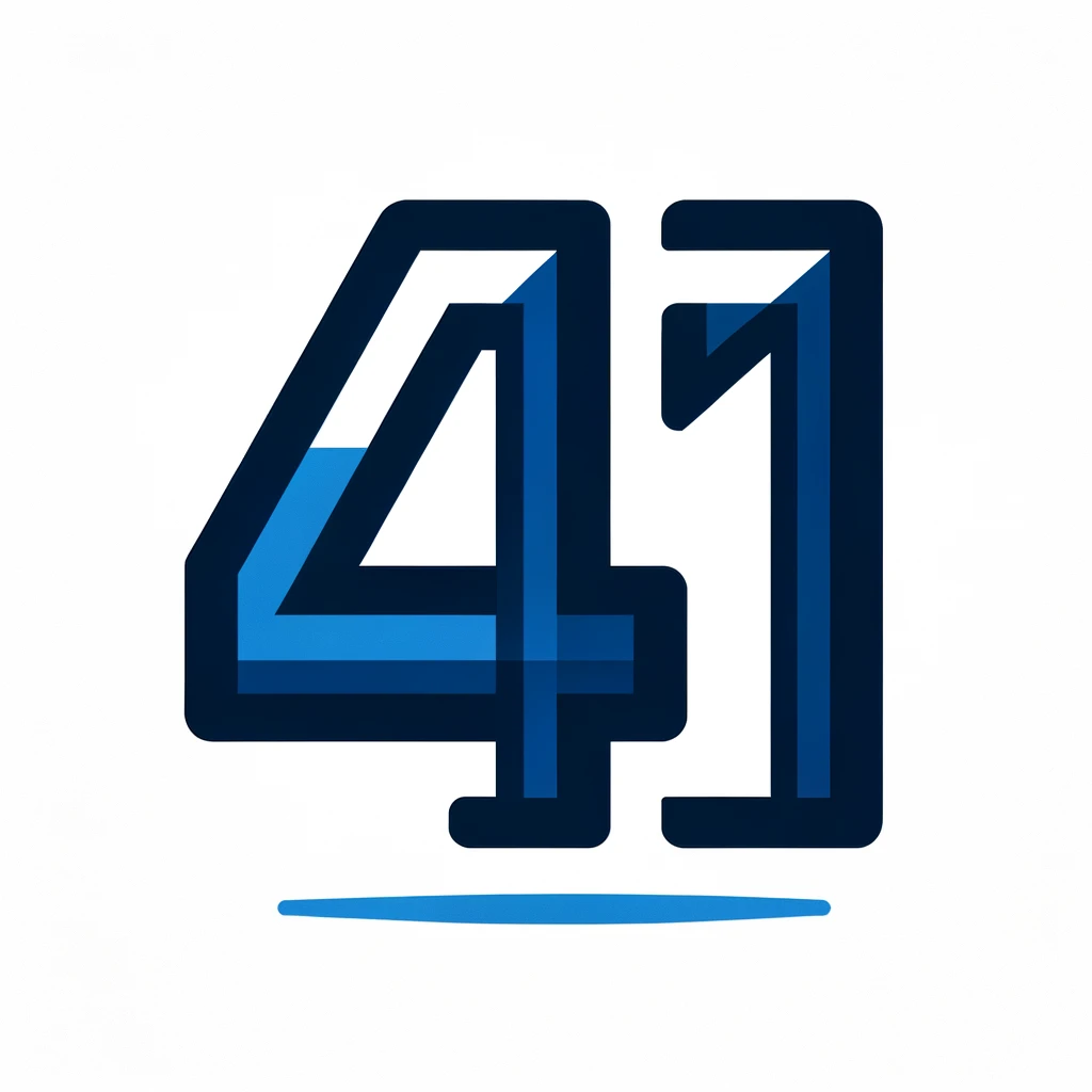 DALL·E 2024-02-29 14.45.21 - A professional icon representing the number '41', with a blue and navy color scheme. The icon should visually convey the numeral '41', suitable for a .webp