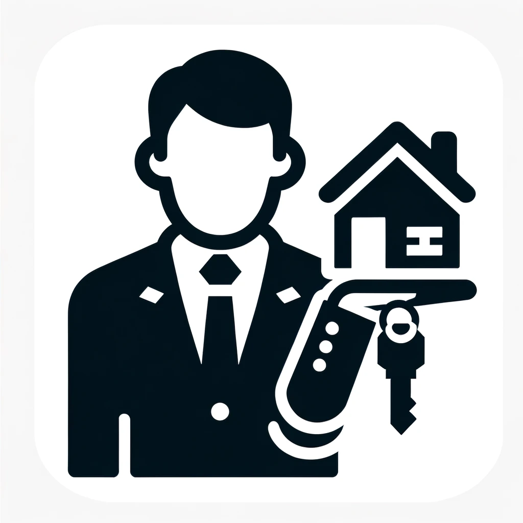 DALLﾂｷE 2024-02-08 11.38.26 - Icon 5_ This final icon represents the move-in phase for rental properties. It should depict a real estate agent in a professional, yet welcoming pose.jpg