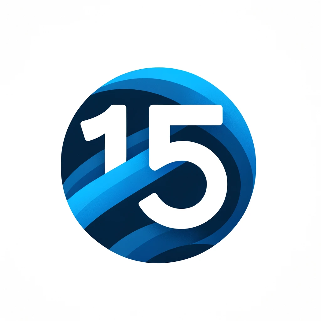 DALL·E 2024-02-29 14.48.41 - A professional icon representing the number '15', with a blue and navy color scheme. The icon should visually convey the numeral '15', suitable for a .webp